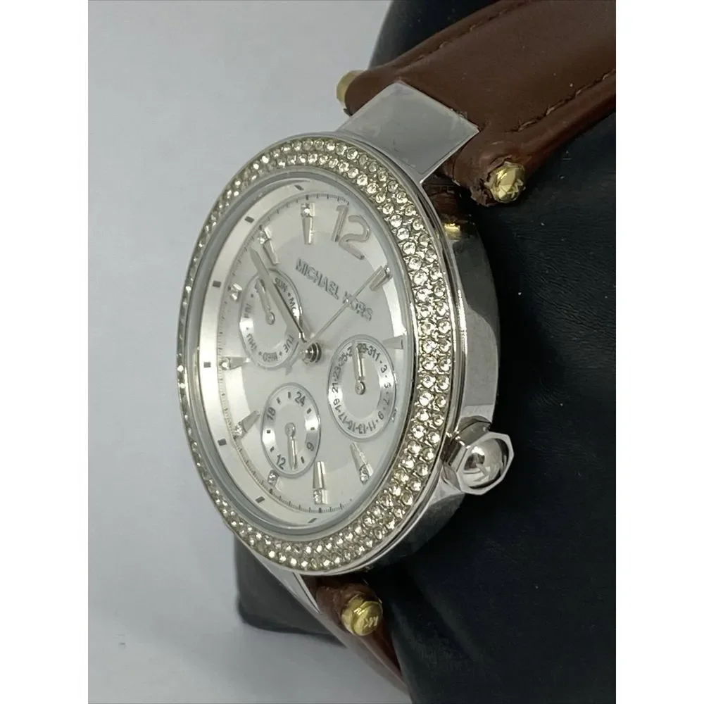 Michael Kors MK6194 Women's Brown Leather Analog Dial Quartz Genuine Watch KS553